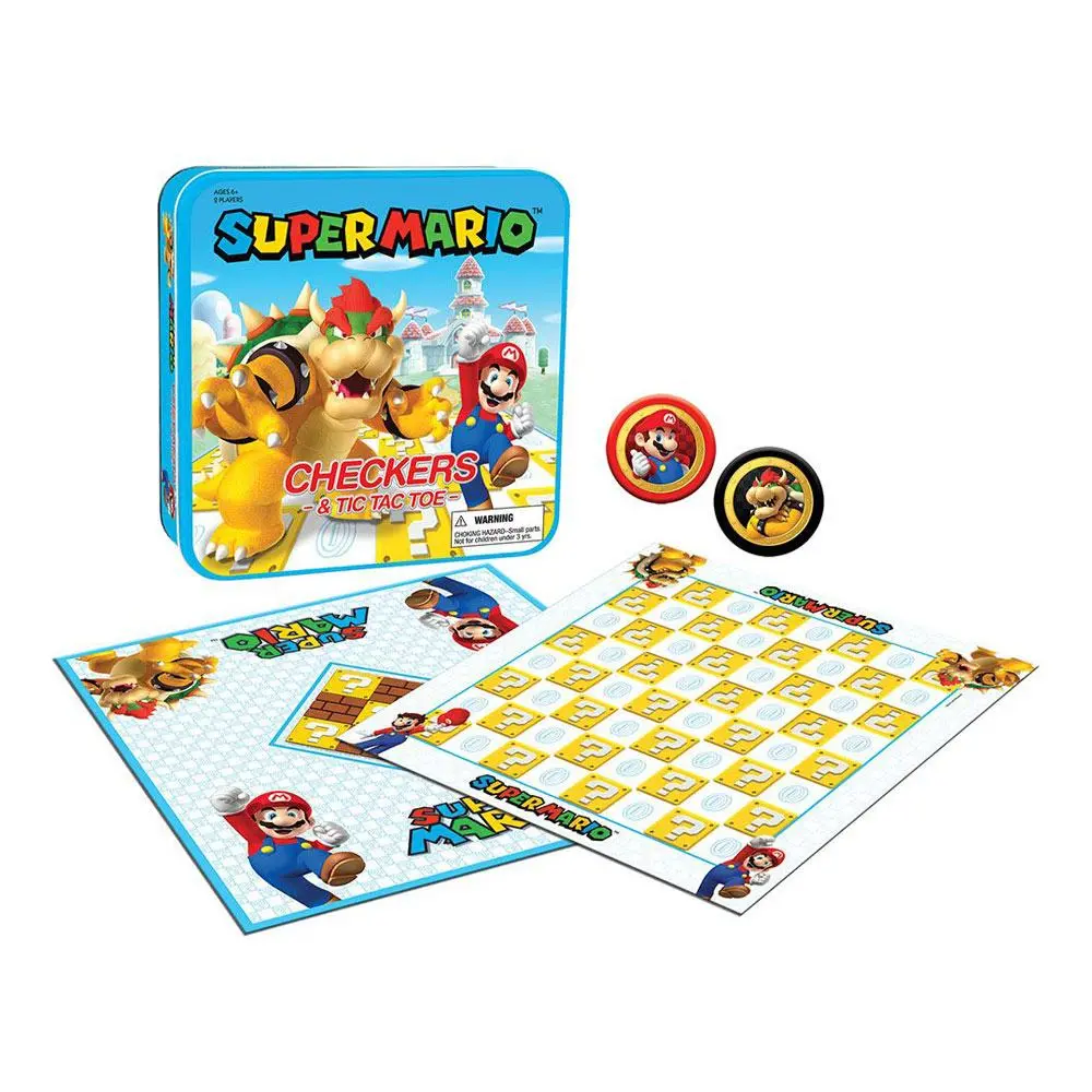 Super Mario Boardgame Checkers &amp; Tic-Tac-Toe Mario vs. Bowser Collector's Game product photo