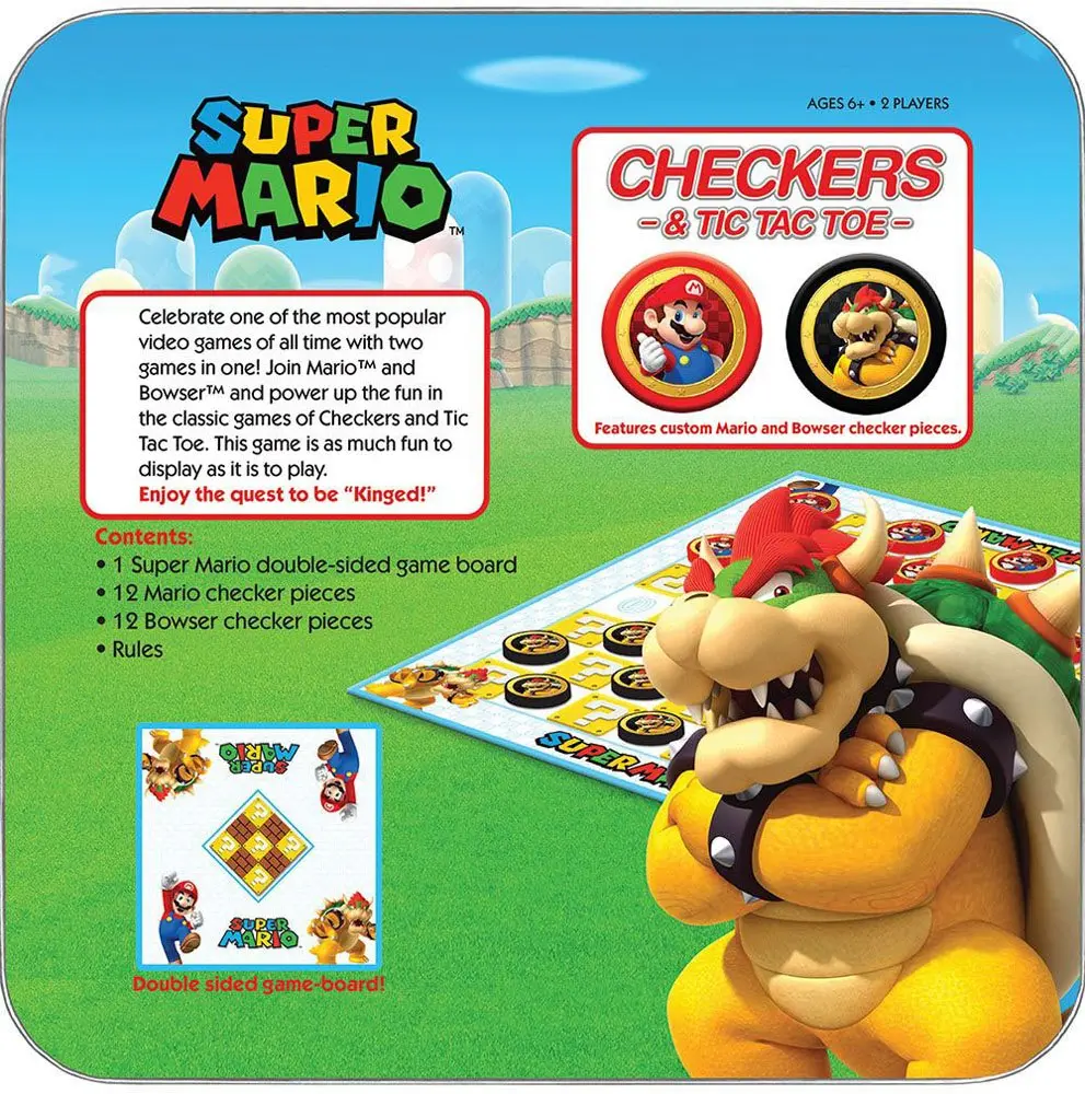 Super Mario Boardgame Checkers &amp; Tic-Tac-Toe Mario vs. Bowser Collector's Game product photo
