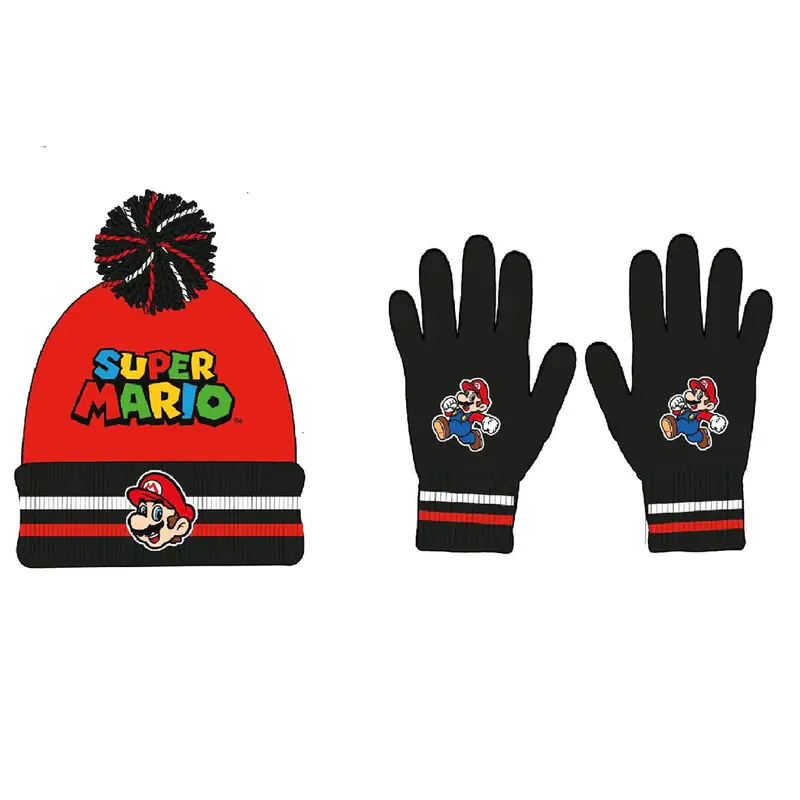 Super Mario Bros hat and gloves set product photo