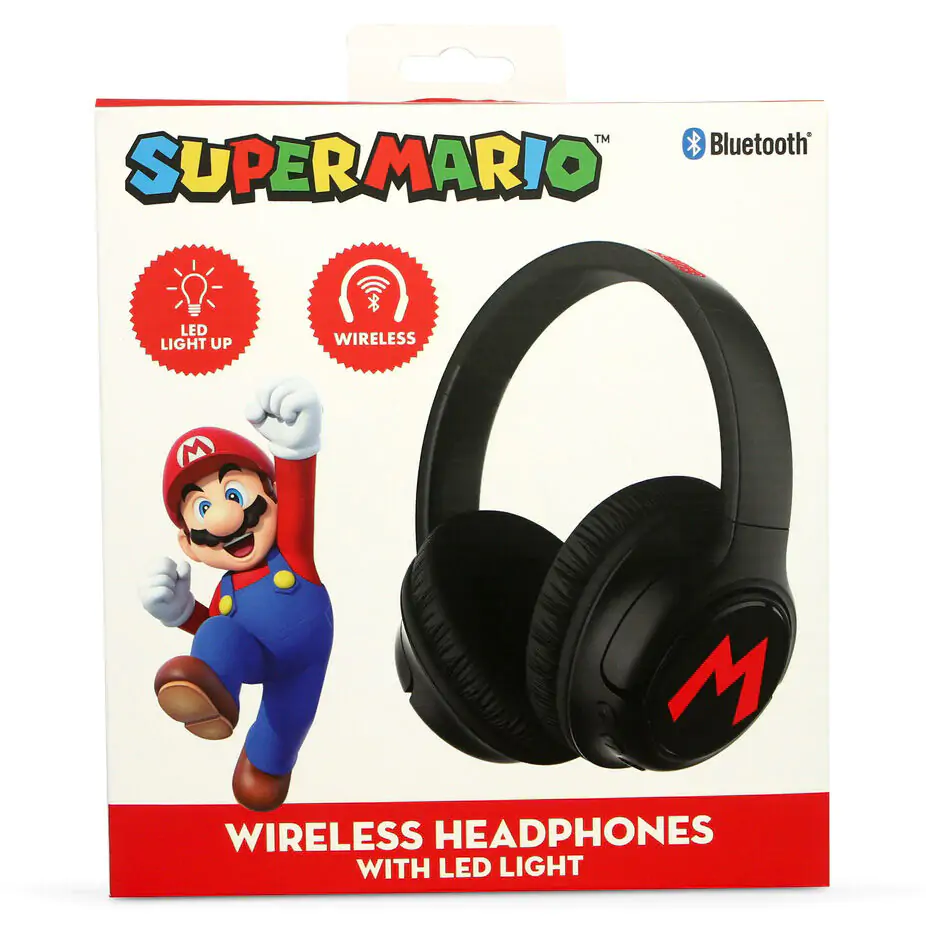 Super Mario Bros wireless LED headphones product photo