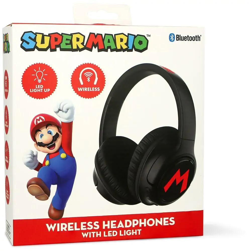 Super Mario Bros wireless LED headphones product photo