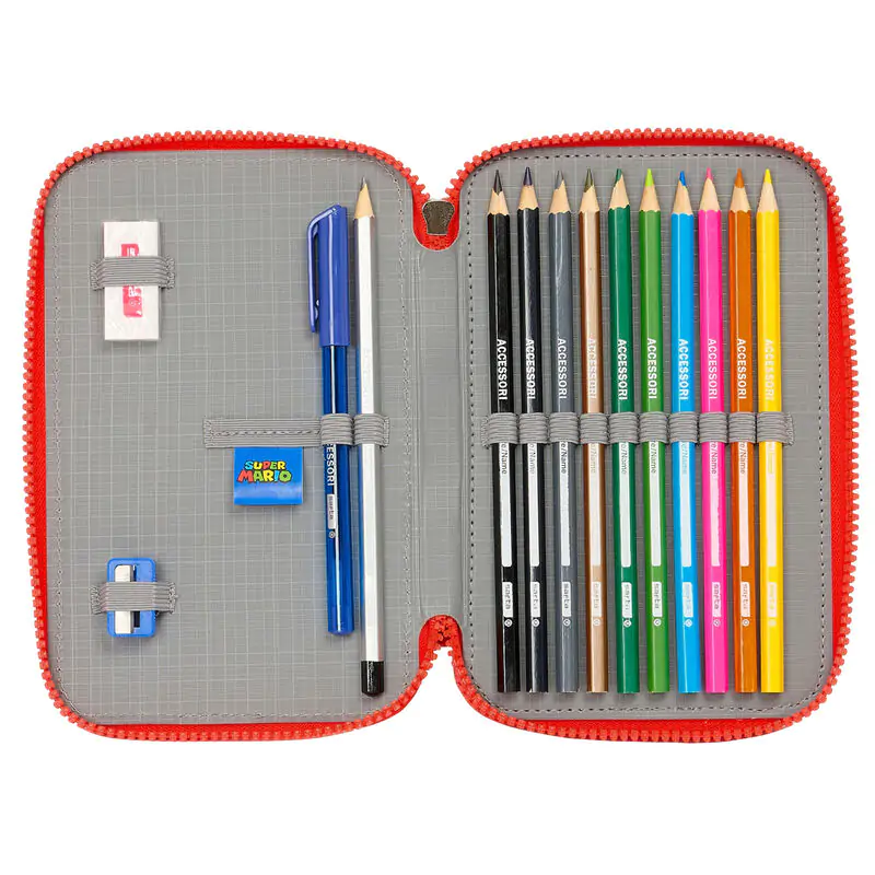 Super Mario Bros World double pencil case 28pcs product photo