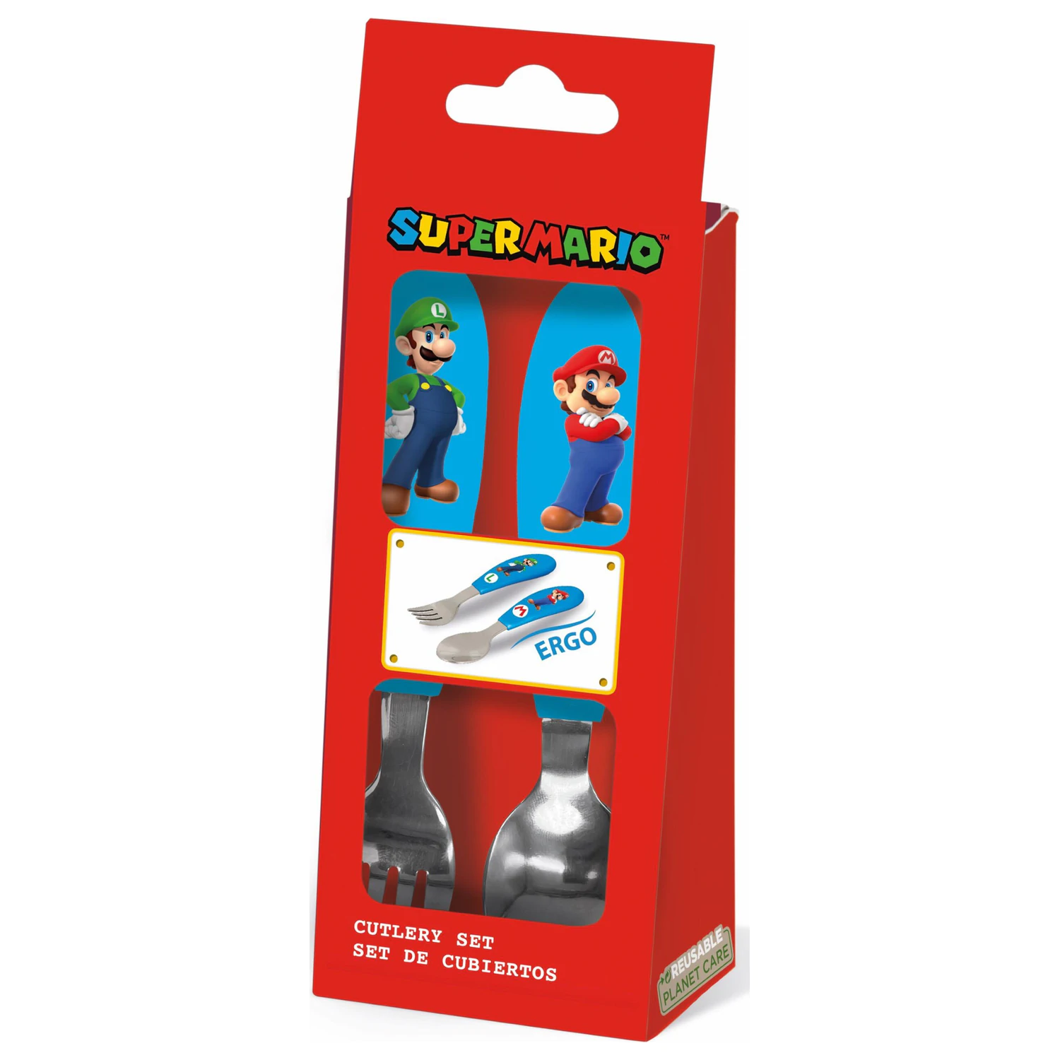 Super Mario Bros. Metal Ergo Cutlery Set - 2 Piece product photo
