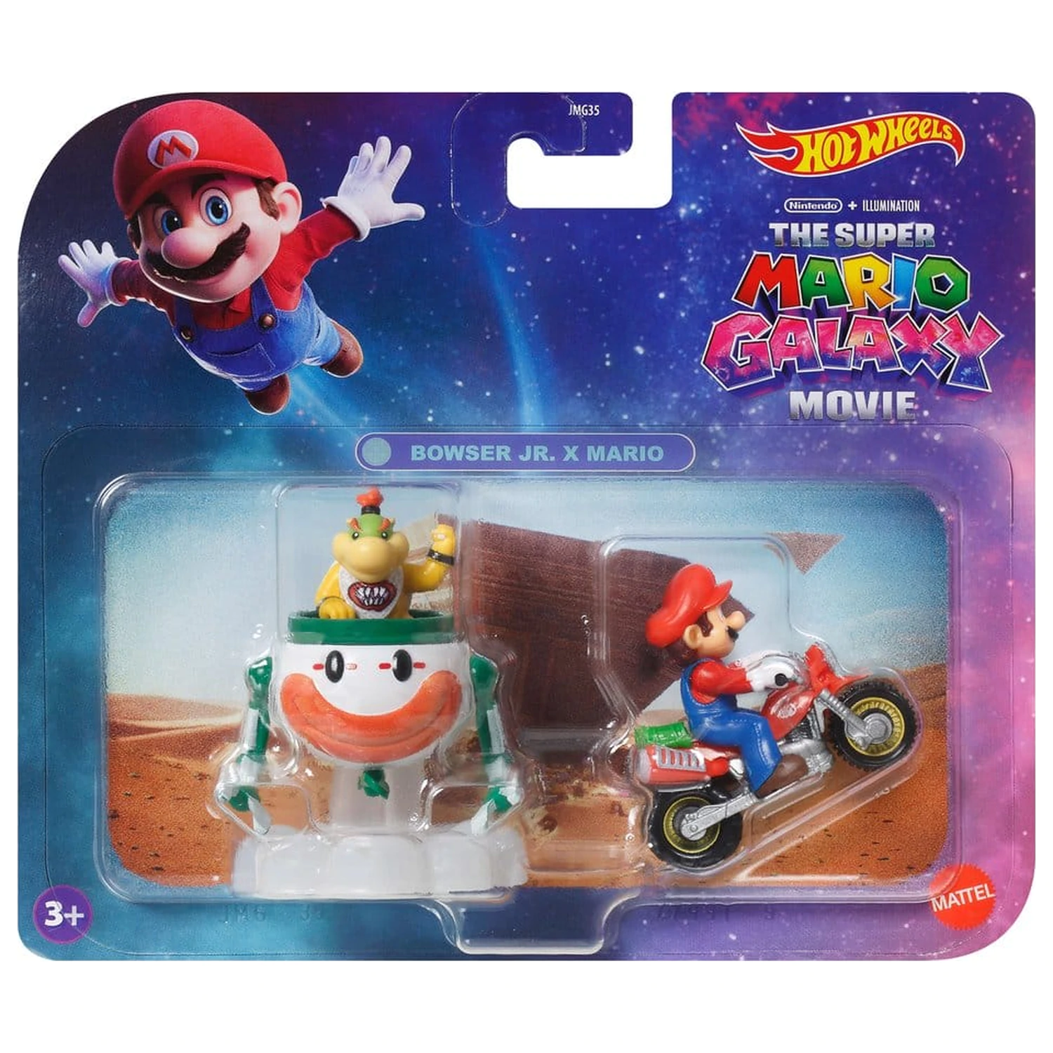 Super Mario Hot Wheels Die-Cast Vehicles 2-Pack 1/64 Mario & Bowser Jr. product photo
