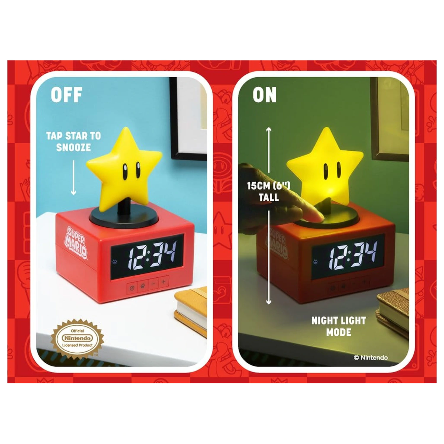 Super Mario Icon Alarm Clock Super Star 15 cm product photo