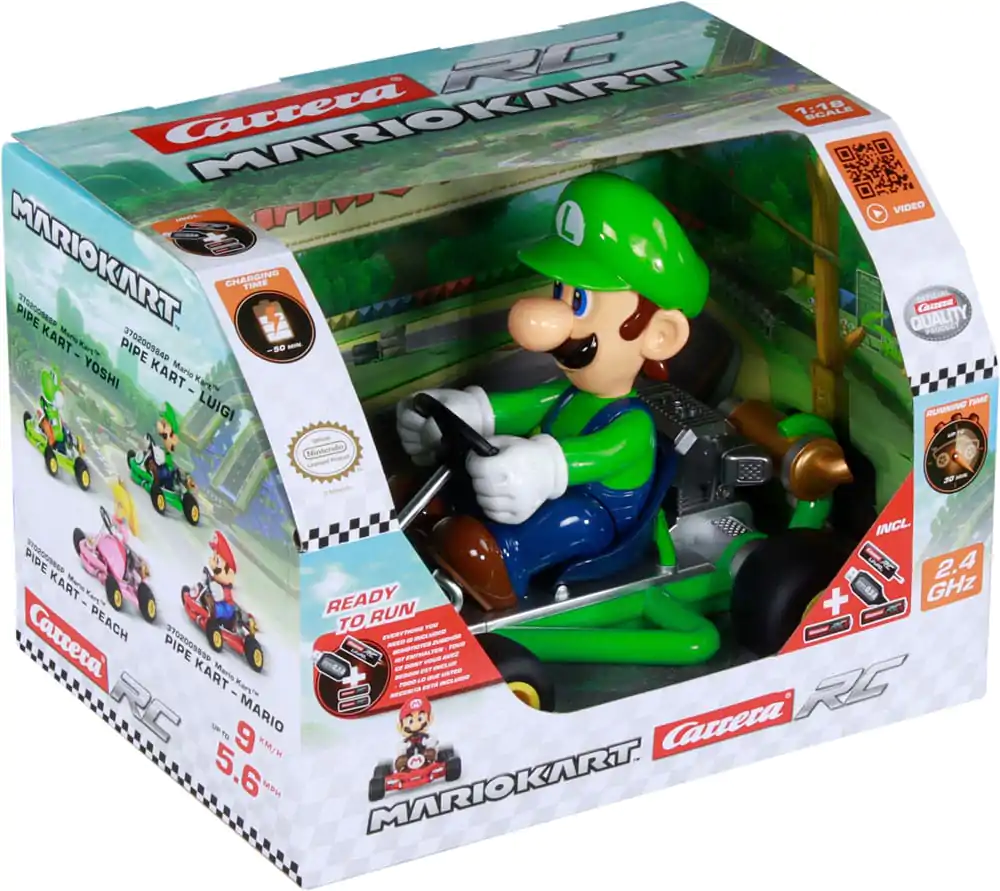Super Mario Kart RC remote-controlled Car 1/18 2.4GHz Pipe Kart Luigi product photo