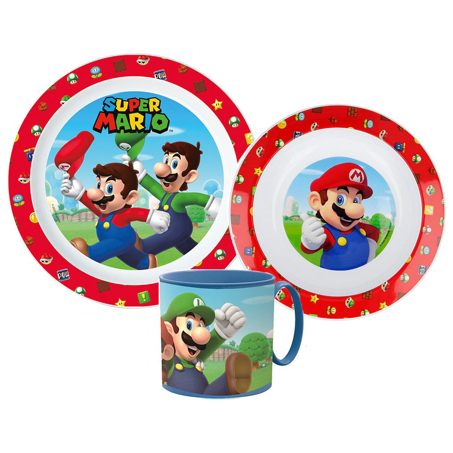 Super Mario Mushroom Kingdom Dinnerware Set, Micro Plastic Set with Mug 265 ml product photo