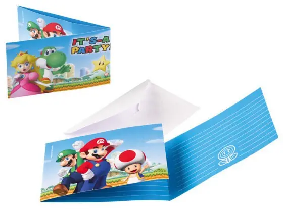 Super Mario Party invitation 8 pcs product photo