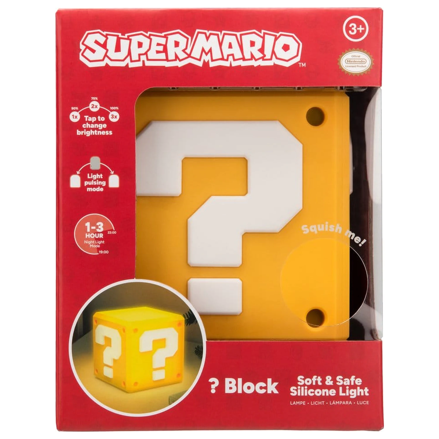 Super Mario SquishyGlo Silicon Light Question Block 13 cm product photo