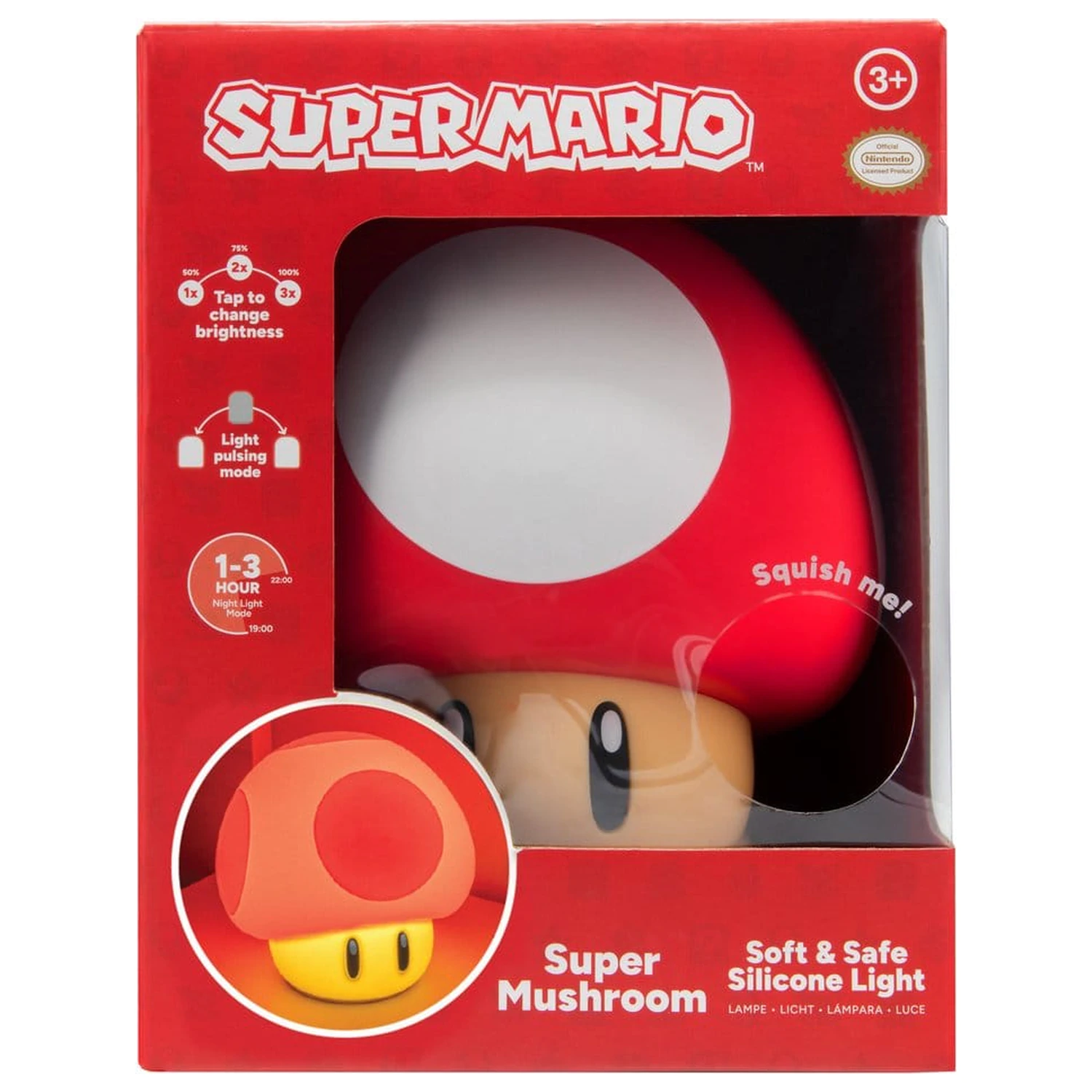 Super Mario SquishyGlo Silicon Light Super Mushroom 15 cm product photo