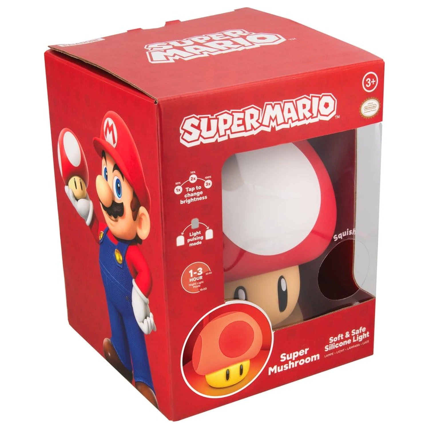 Super Mario SquishyGlo Silicon Light Super Mushroom 15 cm product photo