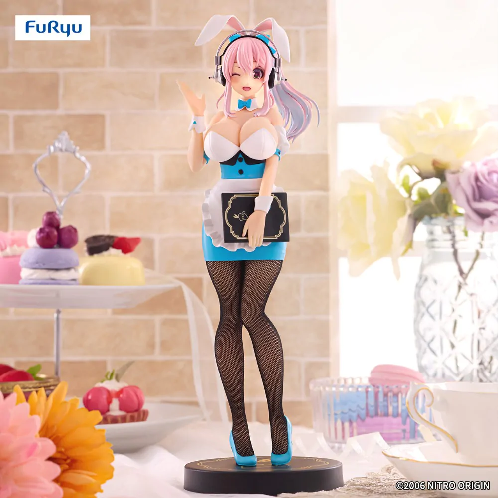 Super Sonico BiCute Bunnies PVC Statue Waitress Light Blue Color Ver. 28 cm product photo