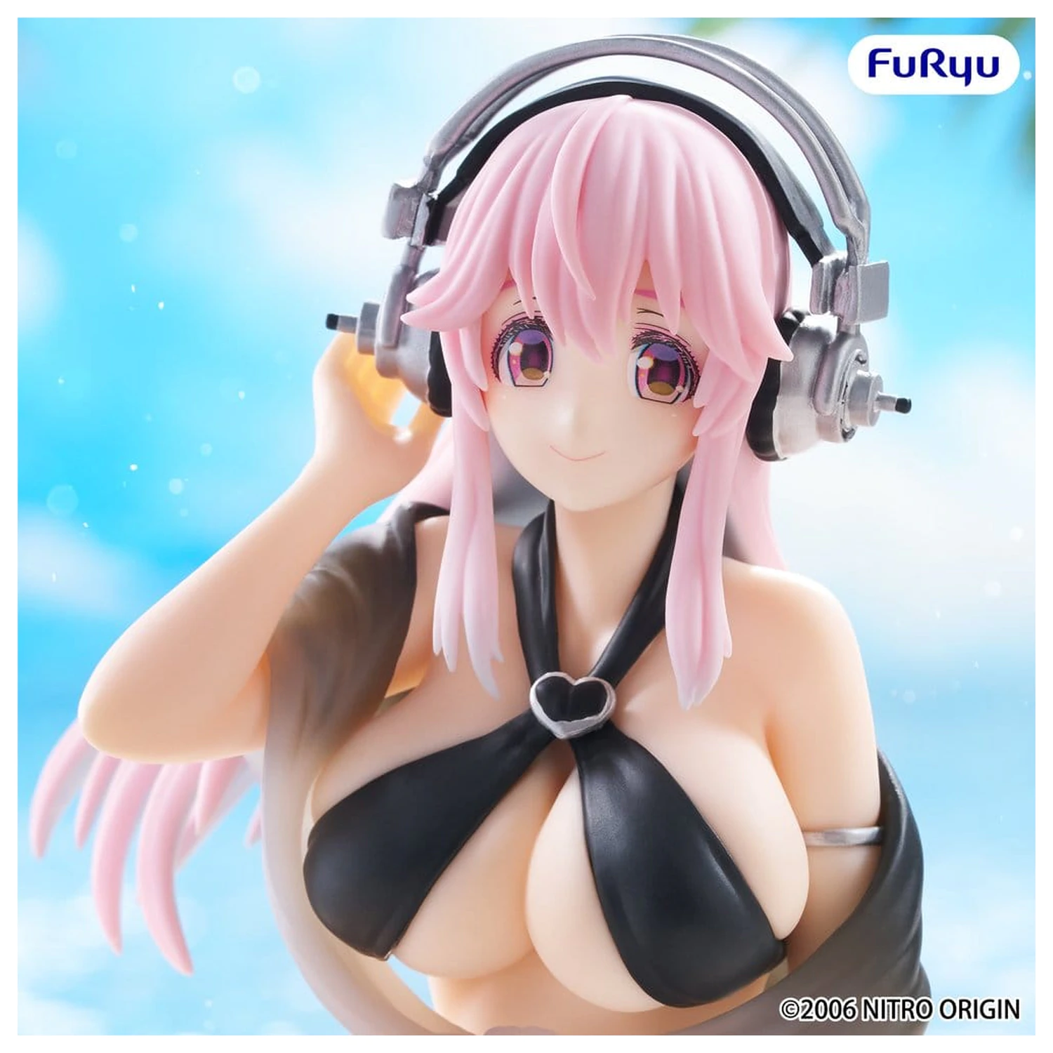 Super Sonico Noodle Stopper PVC Statue Super Sonico Swimsuit Black Color Ver. 10 cm product photo