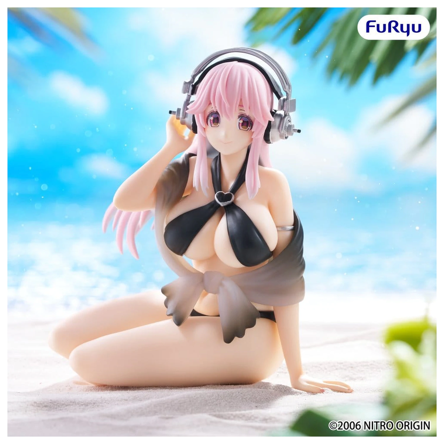 Super Sonico Noodle Stopper PVC Statue Super Sonico Swimsuit Black Color Ver. 10 cm product photo