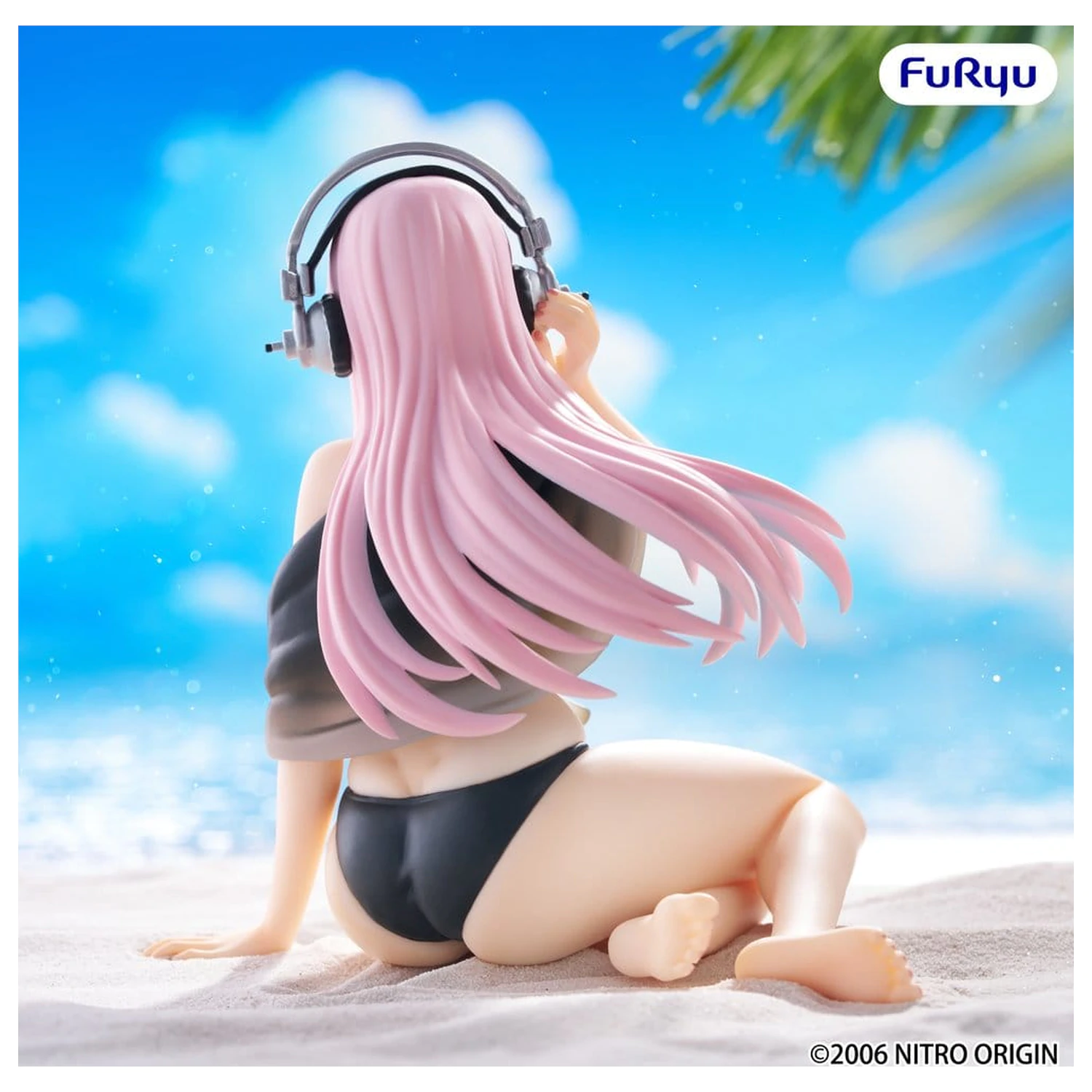 Super Sonico Noodle Stopper PVC Statue Super Sonico Swimsuit Black Color Ver. 10 cm product photo