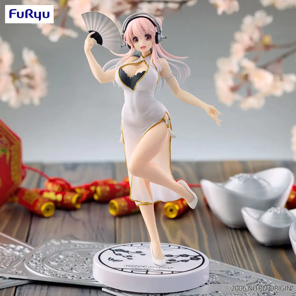 Super Sonico Trio-Try-iT PVC Statue White China Dress Ver. 21 cm product photo