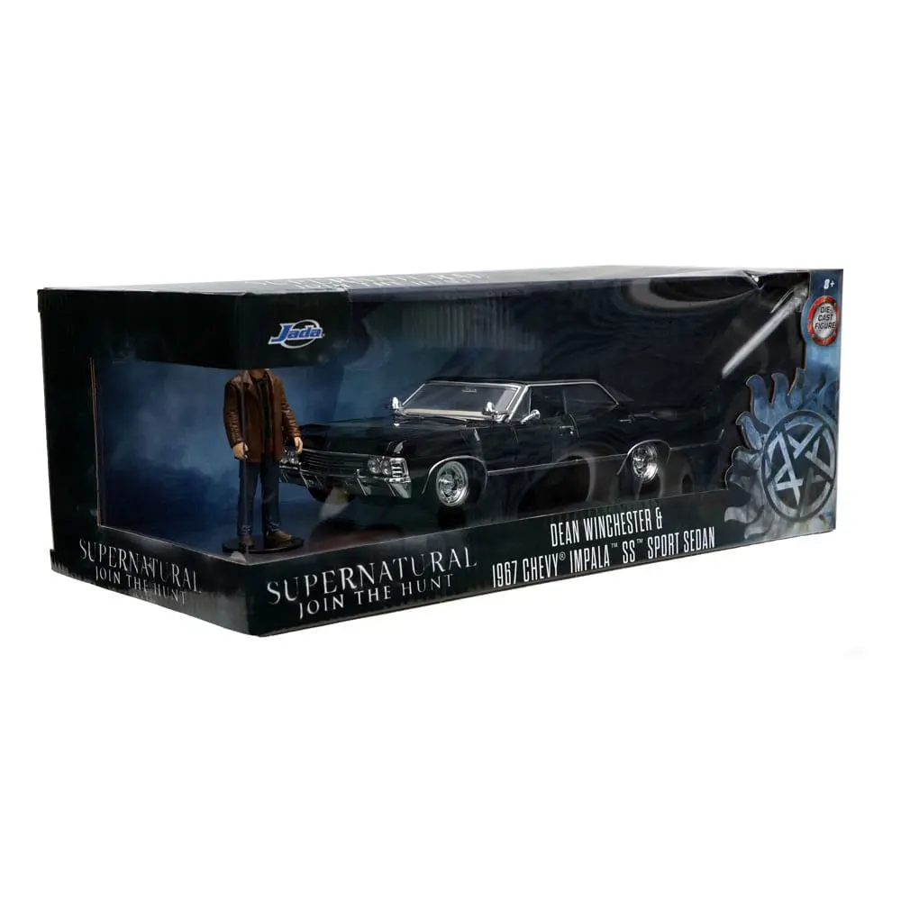 Supernatural Hollywood Rides Diecast Model 1/24 1967 Chevrolet Impala Sport Sedan with Dean Winchester Figur product photo