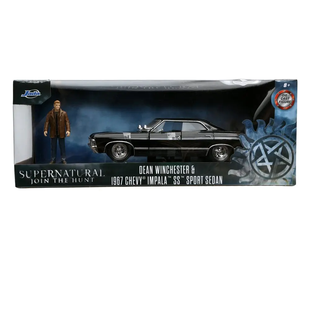 Supernatural Hollywood Rides Diecast Model 1/24 1967 Chevrolet Impala Sport Sedan with Dean Winchester Figur product photo