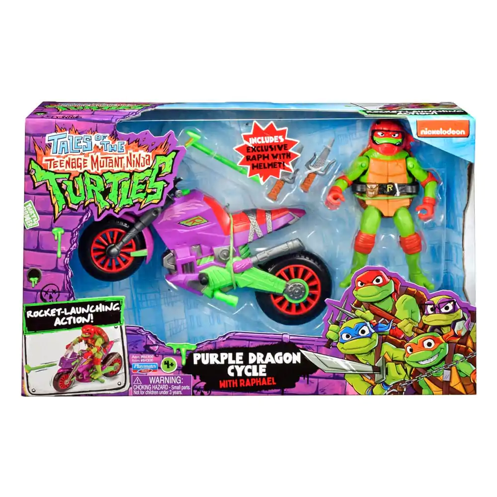 Tales of the Teenage Mutant Ninja Turtles Action Figure with Vehicle Raphael &amp; Purple Dragon 12 cm product photo