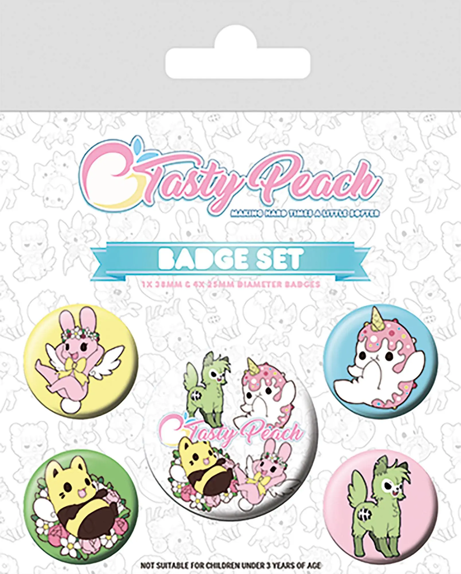 Tasty Peach Pin-Back Buttons 5-Pack product photo