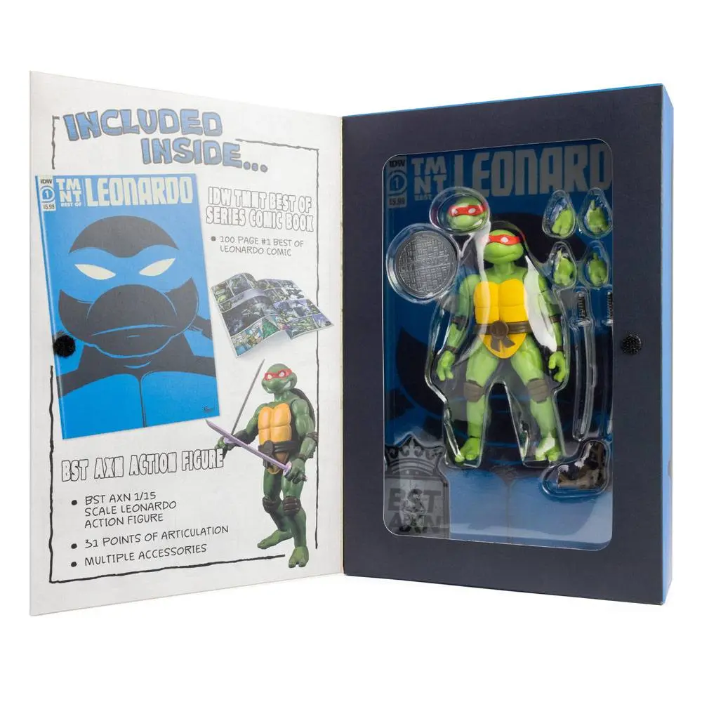 Teenage Mutant Ninja Turtles BST AXN x IDW Action Figure &amp; Comic Book Leonardo Exclusive 13 cm product photo