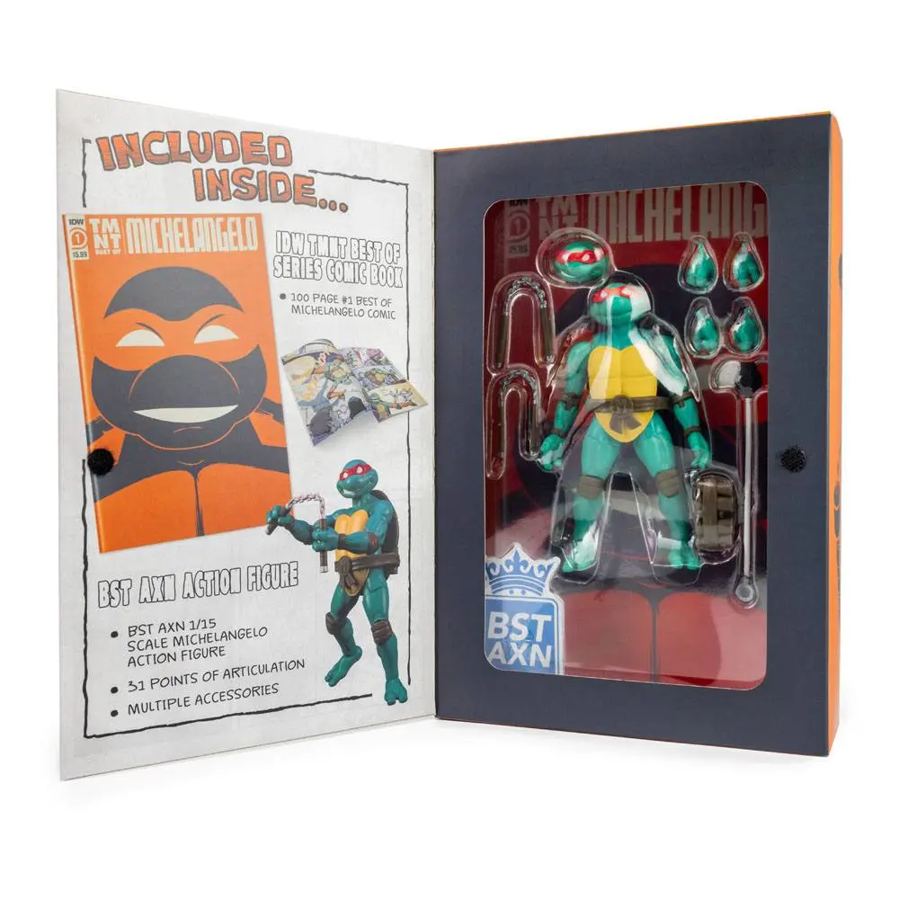 Teenage Mutant Ninja Turtles BST AXN x IDW Action Figure &amp; Comic Book Michelangelo Exclusive 13 cm product photo
