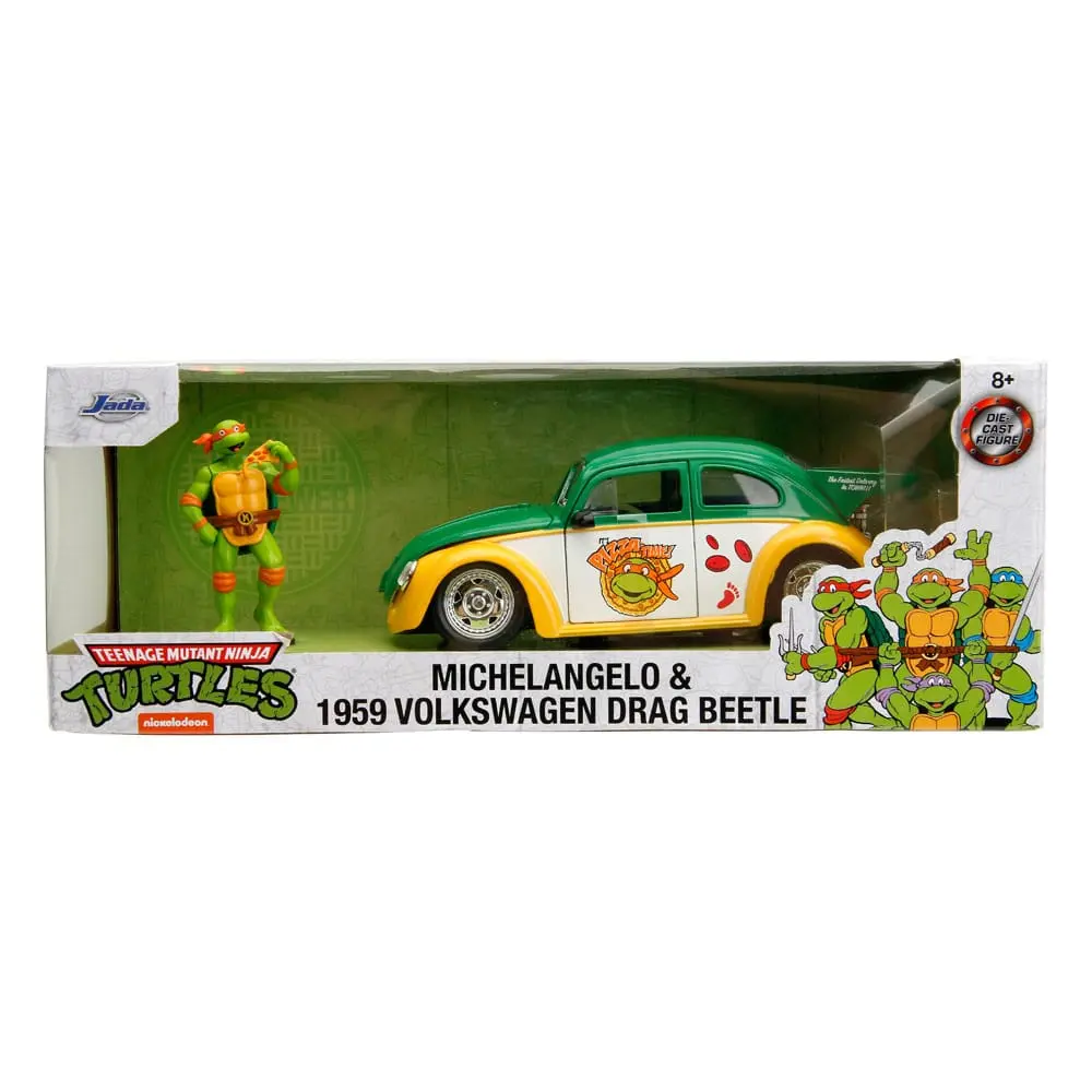 Teenage Mutant Ninja Turtles Hollywood Rides Diecast Model 1/24 VW Drag Beetle with Michelangelo Figur product photo