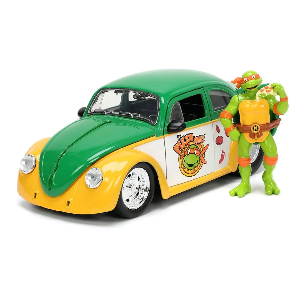 Teenage Mutant Ninja Turtles Hollywood Rides Diecast Model 1/24 VW Drag Beetle with Michelangelo Figur product photo