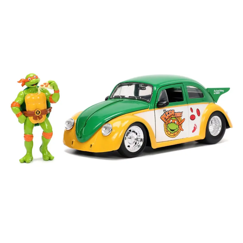 Teenage Mutant Ninja Turtles Hollywood Rides Diecast Model 1/24 VW Drag Beetle with Michelangelo Figur product photo