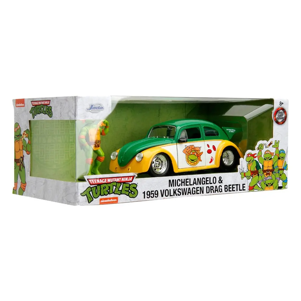 Teenage Mutant Ninja Turtles Hollywood Rides Diecast Model 1/24 VW Drag Beetle with Michelangelo Figur product photo