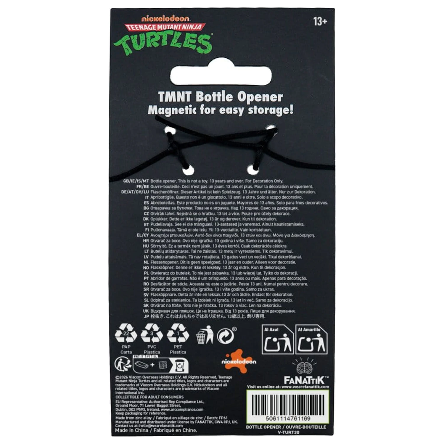 Teenage Mutant Ninja Turtles Bottle Opener Magnetic Skateboard product photo