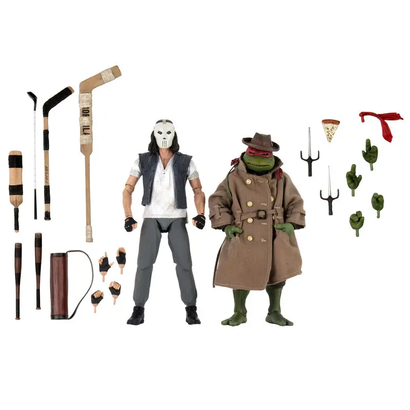 Teenage Mutant Ninja Turtles Movie Casey Jones and Raphael in Disguise pack 2 articulated figures 18cm product photo