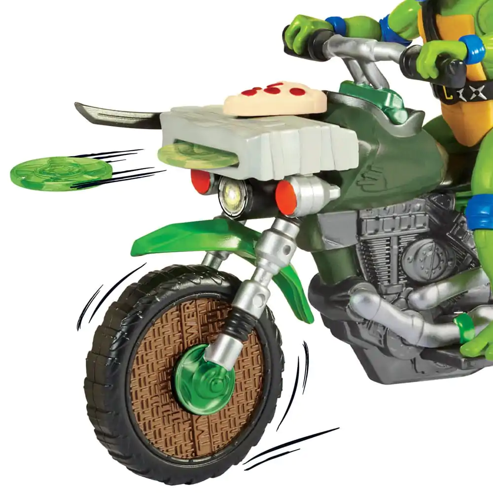 Teenage Mutant Ninja Turtles: Mutant Mayhem Drive N Kick Action Figure Leonardo &amp; Motorcycle 11 cm product photo