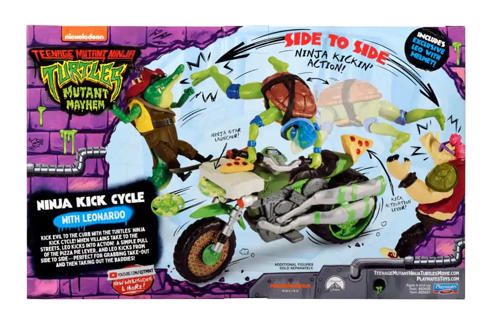 Teenage Mutant Ninja Turtles: Mutant Mayhem Drive N Kick Action Figure Leonardo &amp; Motorcycle 11 cm product photo