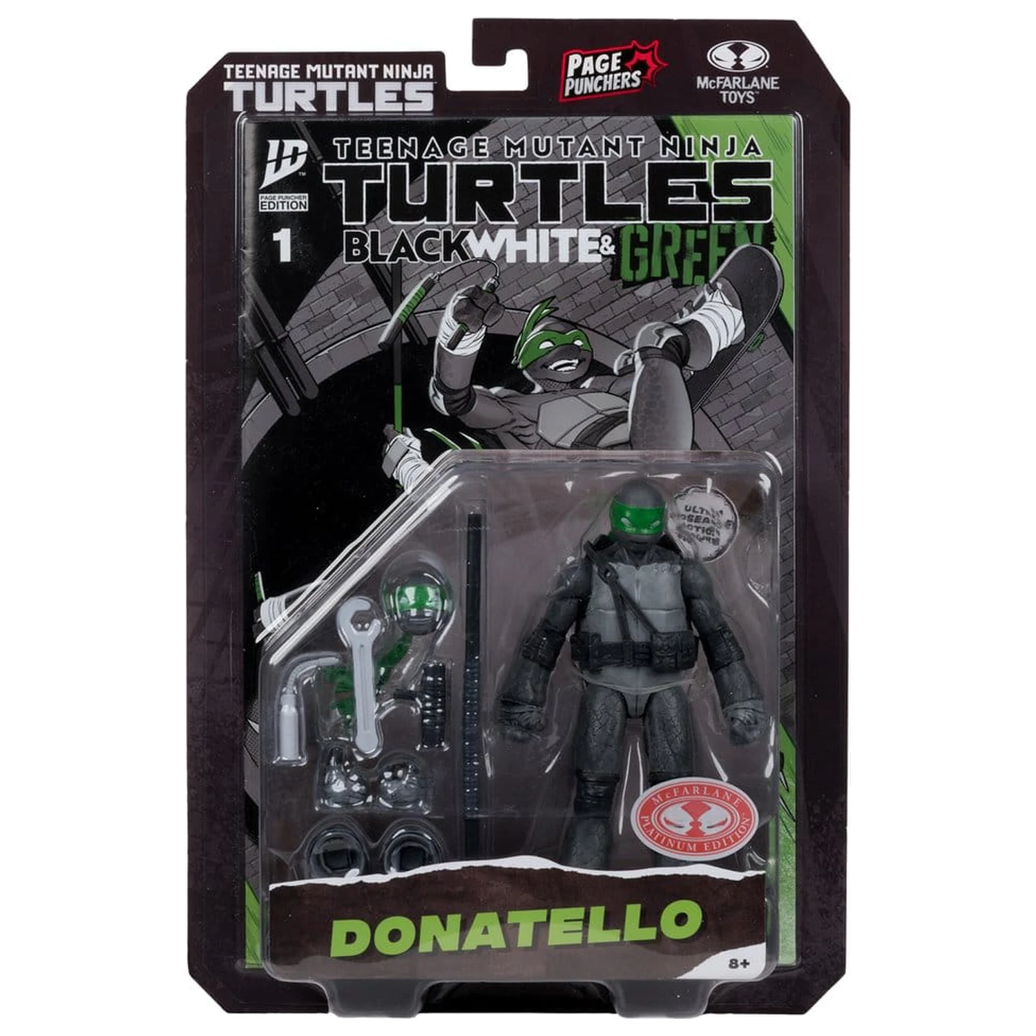Teenage Mutant Ninja Turtles Page Punchers Action Figure Donatello (Black White & Green ) (Red Platinum Edition) 13 cm product photo
