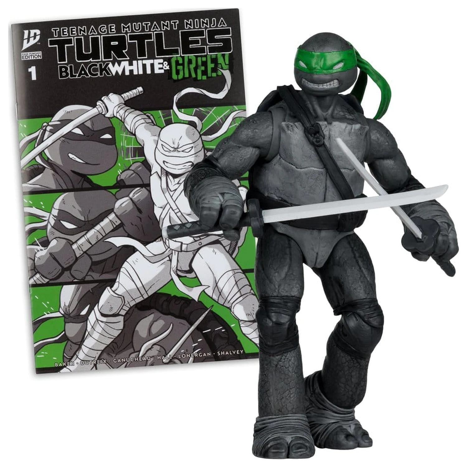Teenage Mutant Ninja Turtles Page Punchers Action Figure Leonardo (Black White & Green) (Red Platinum Edition) 13 cm product photo