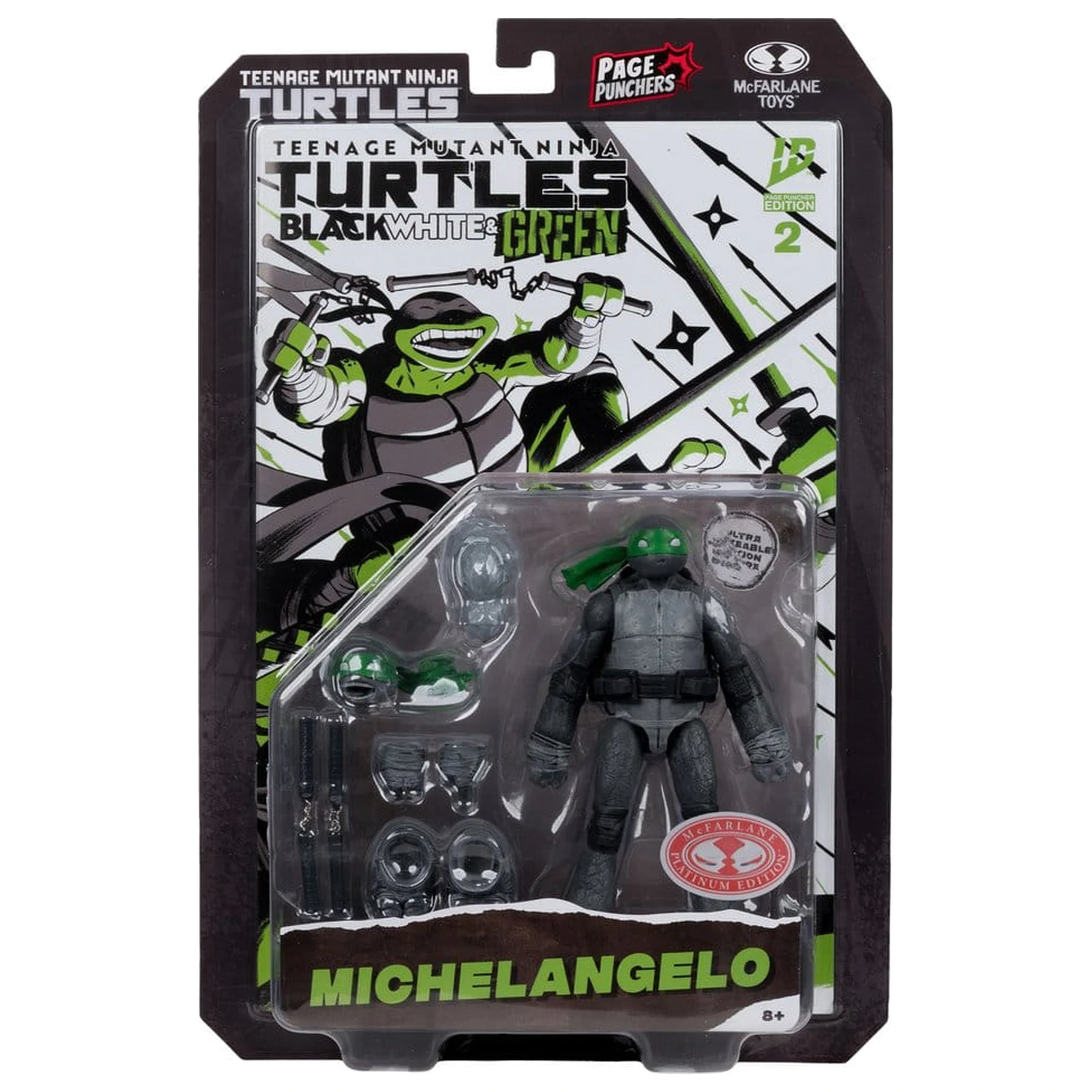Teenage Mutant Ninja Turtles Page Punchers Action Figure Michelangelo (Black White & Green) (Red Platinum Edition) 13 cm product photo