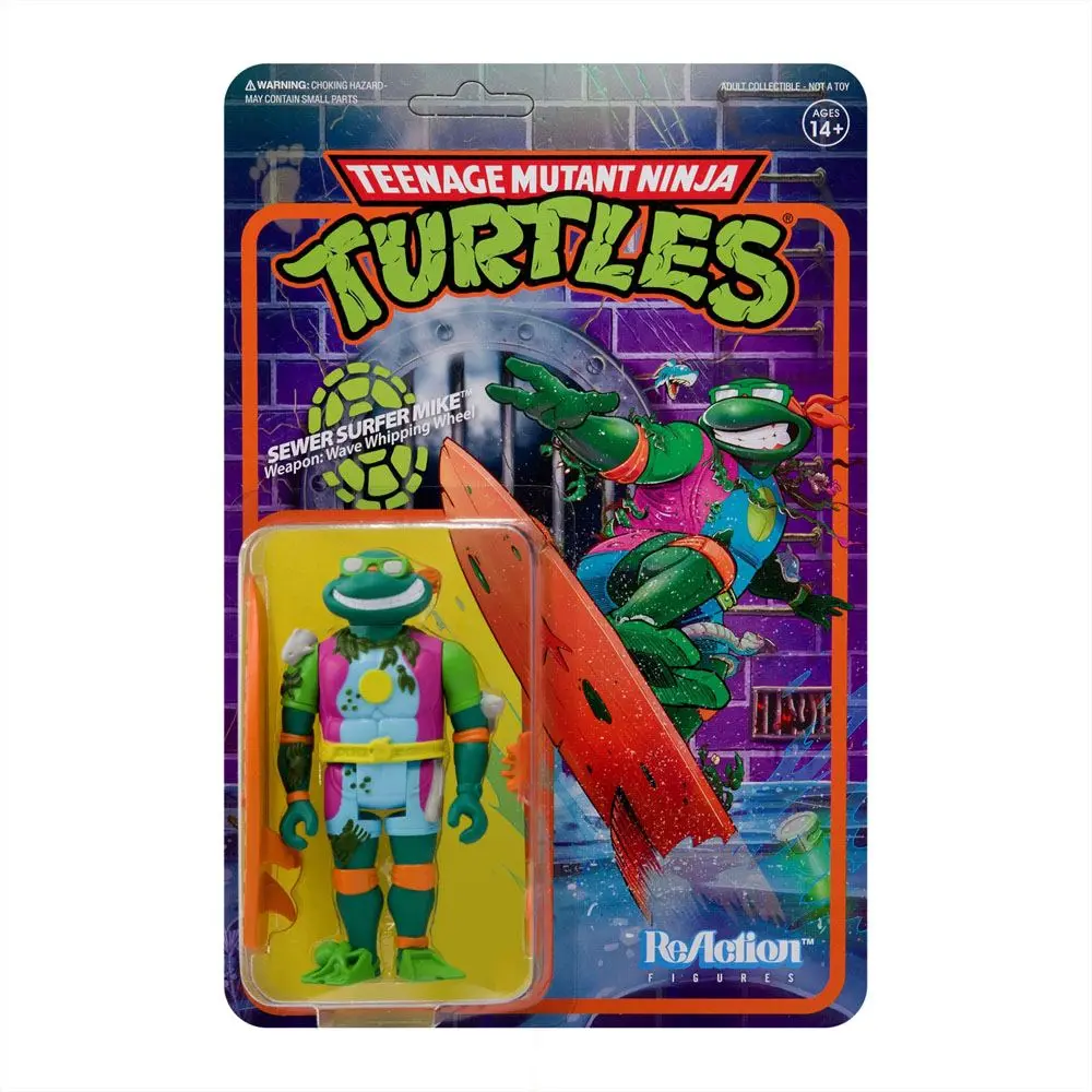 Teenage Mutant Ninja Turtles ReAction Action Figure Sewer Surfer Michelangelo 10 cm product photo