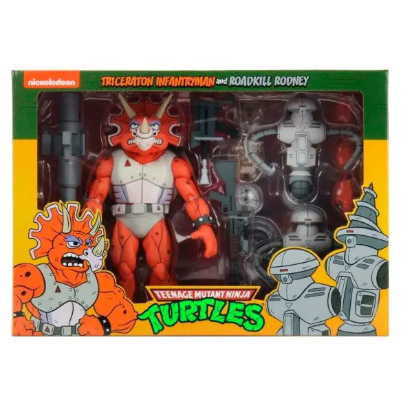 Teenage Mutant Ninja Turtles Triceraton Infantryman and Roadkill Rodney pack 3 figures 18cm product photo