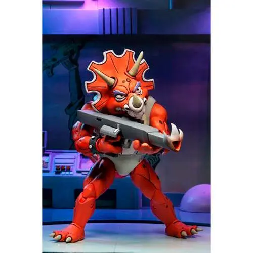 Teenage Mutant Ninja Turtles Triceraton Infantryman and Roadkill Rodney pack 3 figures 18cm product photo