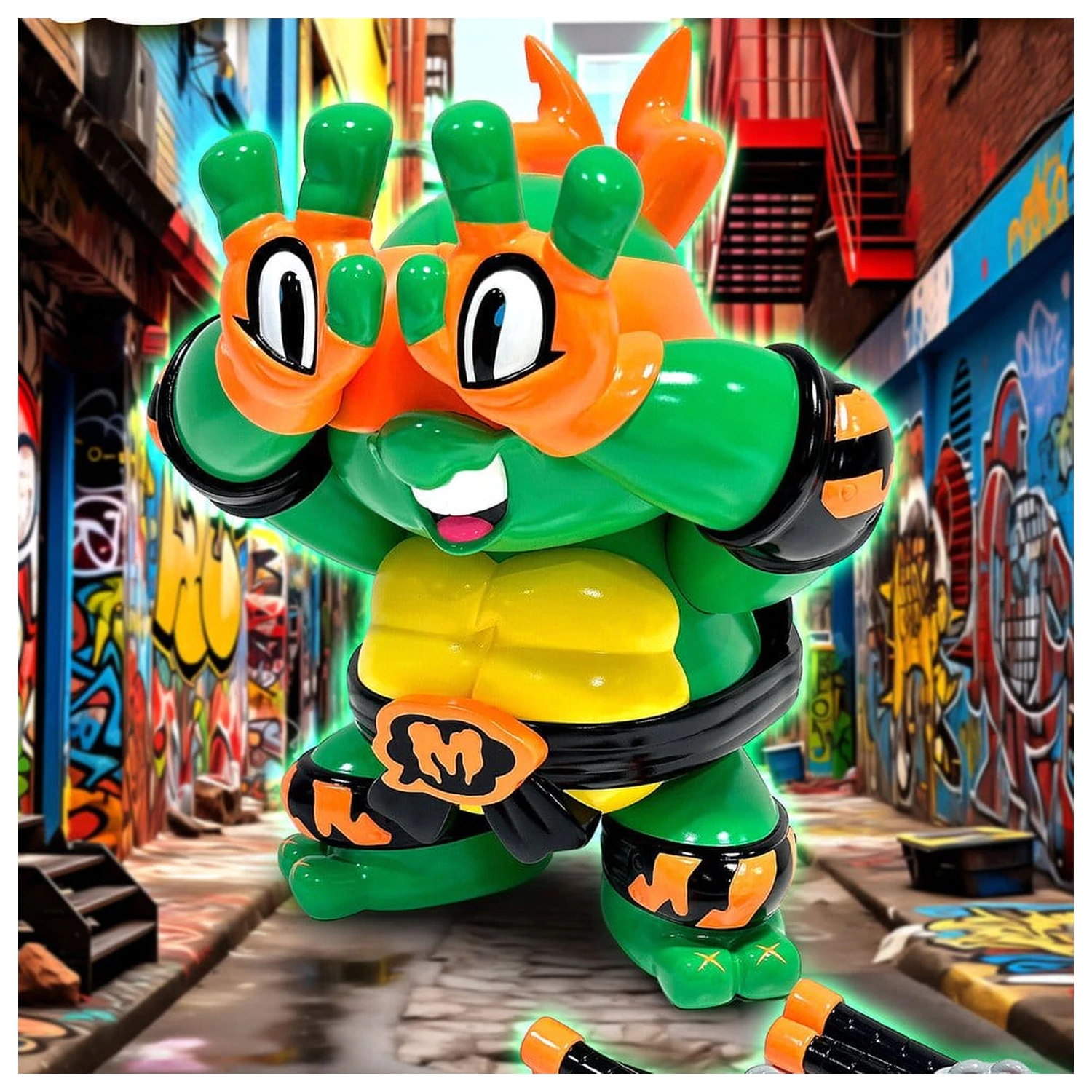 Teenage Mutant Ninja Turtles x Grape Brain Vinyl Figure Michelangelo 24 cm product photo