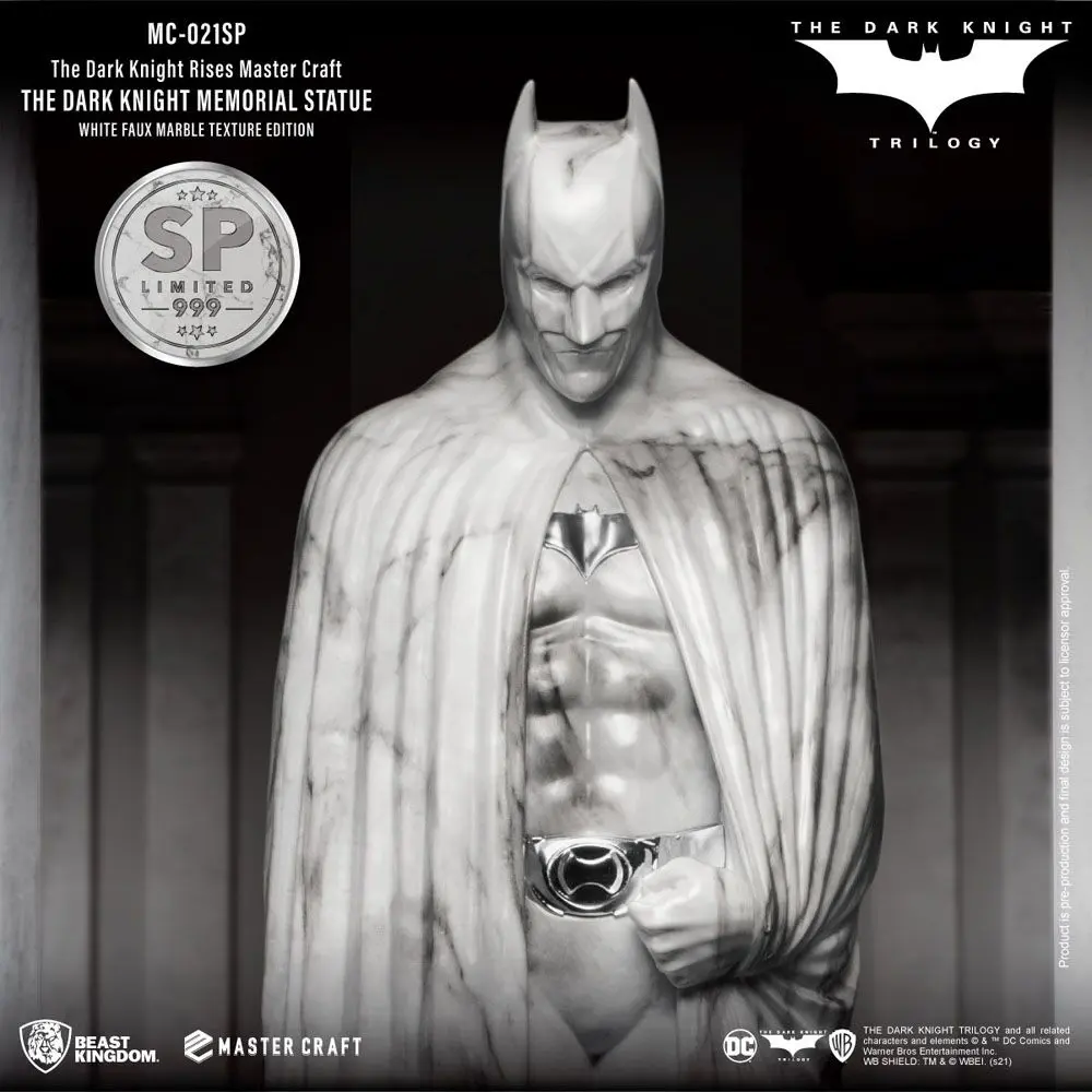 The Dark Knight Rises Master Craft Statue The Dark Knight Memorial Batman White Faux Marble Texture product photo