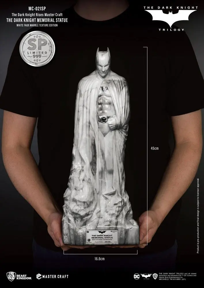 The Dark Knight Rises Master Craft Statue The Dark Knight Memorial Batman White Faux Marble Texture product photo