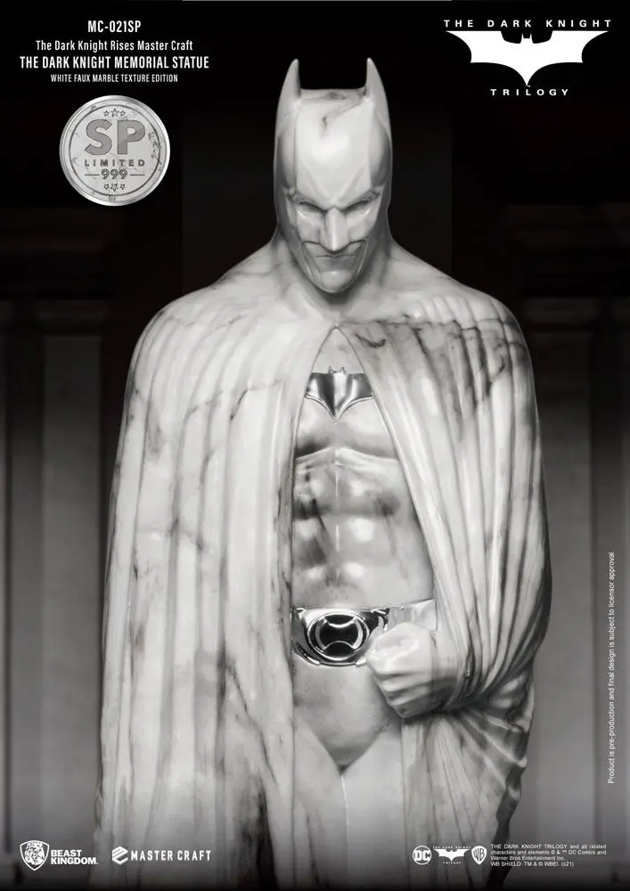 The Dark Knight Rises Master Craft Statue The Dark Knight Memorial Batman White Faux Marble Texture product photo