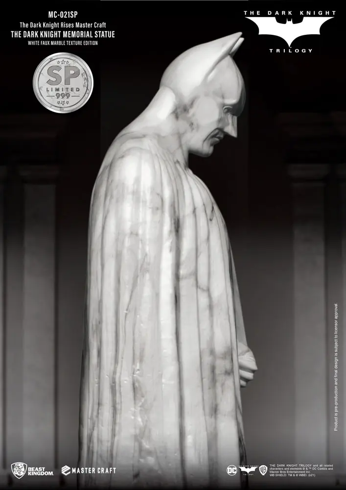 The Dark Knight Rises Master Craft Statue The Dark Knight Memorial Batman White Faux Marble Texture product photo