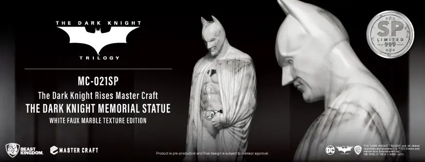 The Dark Knight Rises Master Craft Statue The Dark Knight Memorial Batman White Faux Marble Texture product photo