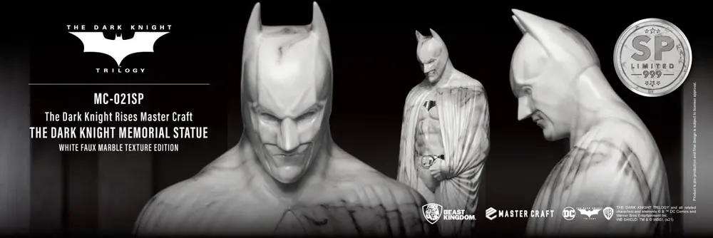 The Dark Knight Rises Master Craft Statue The Dark Knight Memorial Batman White Faux Marble Texture product photo