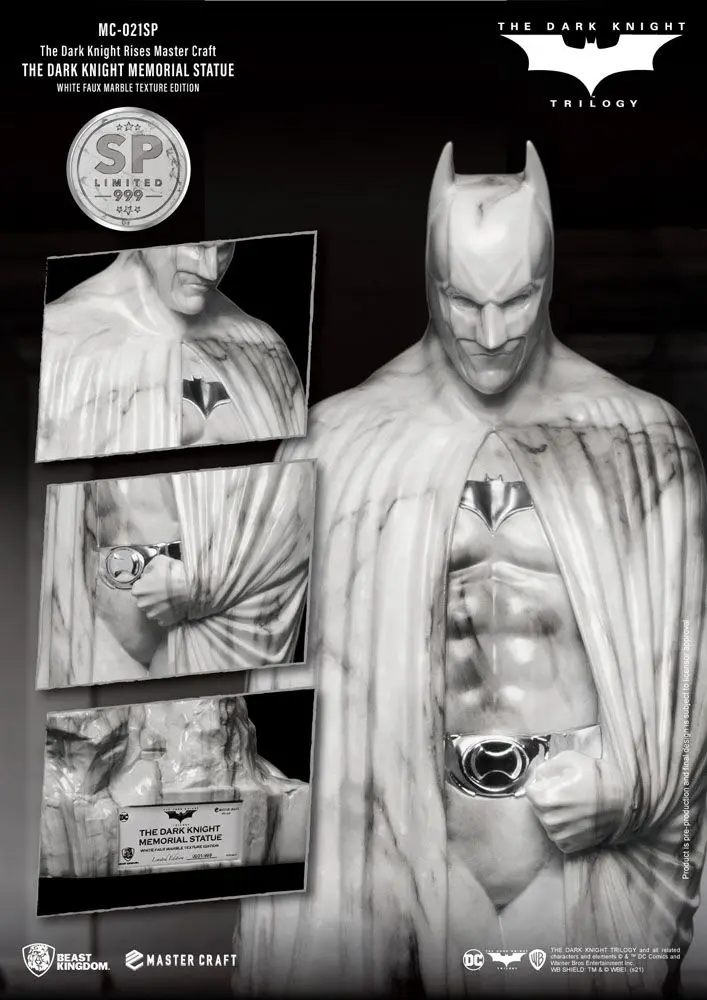 The Dark Knight Rises Master Craft Statue The Dark Knight Memorial Batman White Faux Marble Texture product photo