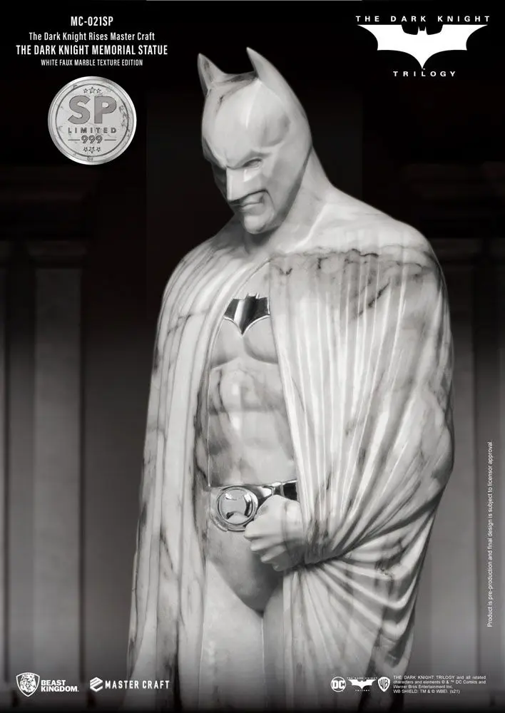 The Dark Knight Rises Master Craft Statue The Dark Knight Memorial Batman White Faux Marble Texture product photo