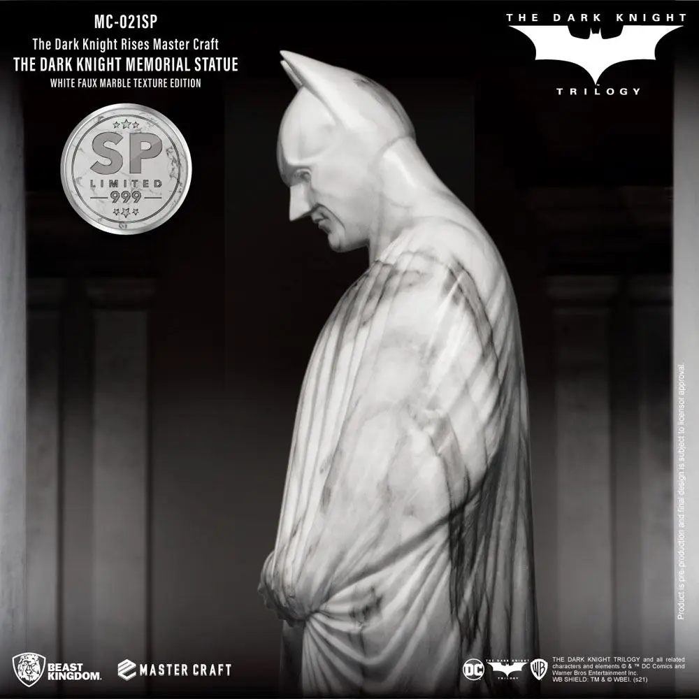 The Dark Knight Rises Master Craft Statue The Dark Knight Memorial Batman White Faux Marble Texture product photo